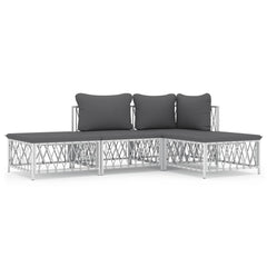 Garden Lounge Set White Woven fabric, powder-coated steel, textilene