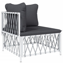 Garden Lounge Set White Woven fabric, powder-coated steel, textilene