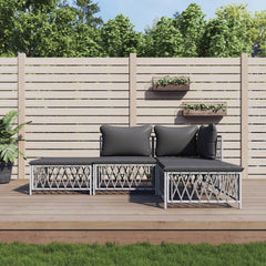 Garden Lounge Set White Woven fabric, powder-coated steel, textilene