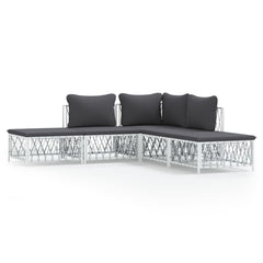 Garden Lounge Set White Woven fabric, powder-coated steel, textilene