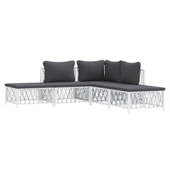 Garden Lounge Set White Woven fabric, powder-coated steel, textilene