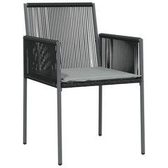 Garden Chair Set of 4 Black PE Rattan Medium Durable