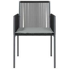 Garden Chair Set of 4 Black PE Rattan Medium Durable