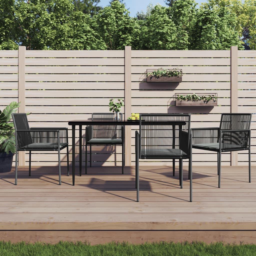 Garden Chair Set of 4 Black PE Rattan Medium Durable