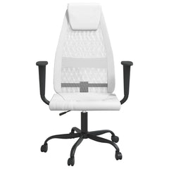 Office Chair White Mesh Fabric, Faux Leather, Metal, Plywood