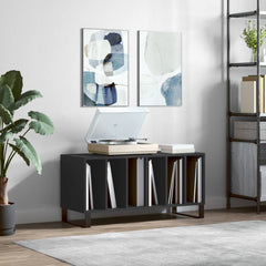 Record Cabinet Black Engineered wood, iron 39.4x15.0x18.9 in