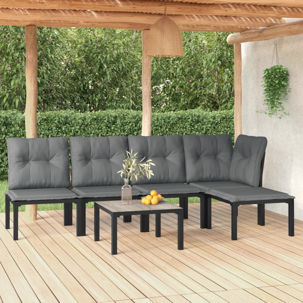 Garden Lounge Set Black and Grey Poly Rattan Large Modular