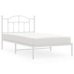 Bed Frame White Steel Single Bed Frame Rectangular Modern