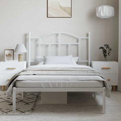 Bed Frame White Steel Single Bed Frame Rectangular Modern