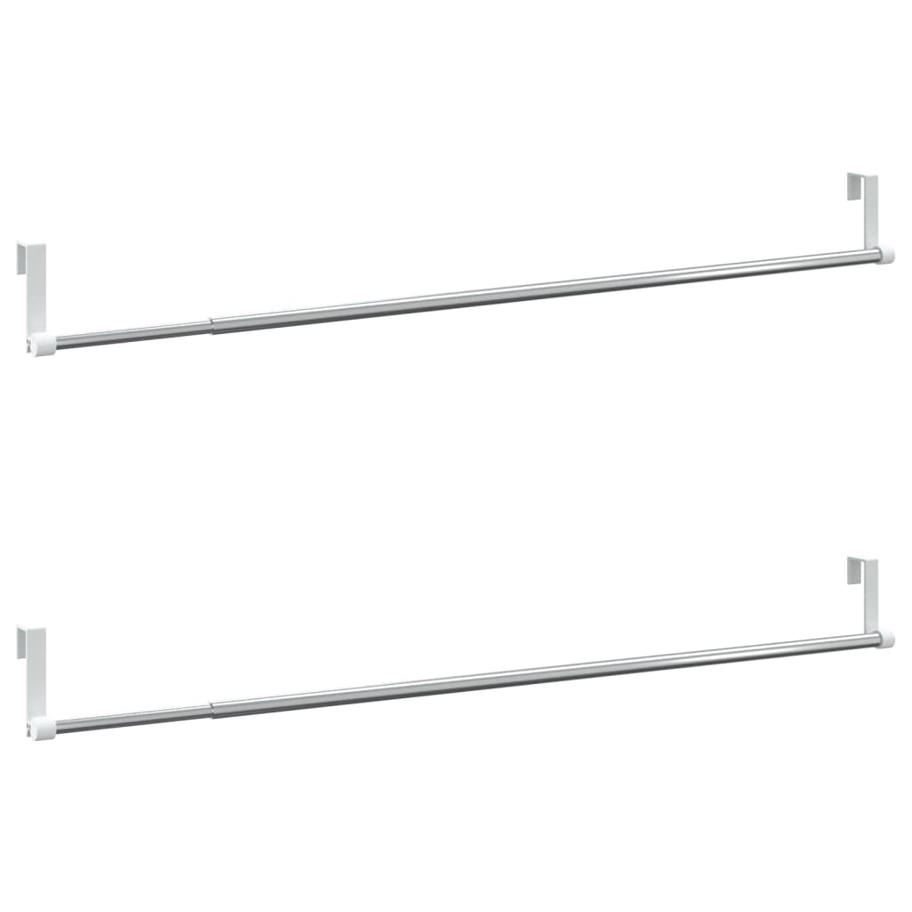 Curtain Rails 2 Pcs White and Silver 23.6-41.3 Aluminum