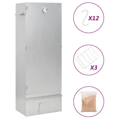 BBQ Oven Smoker with Wood Chips 17.5x11.4x43.3 Galvanized Steel