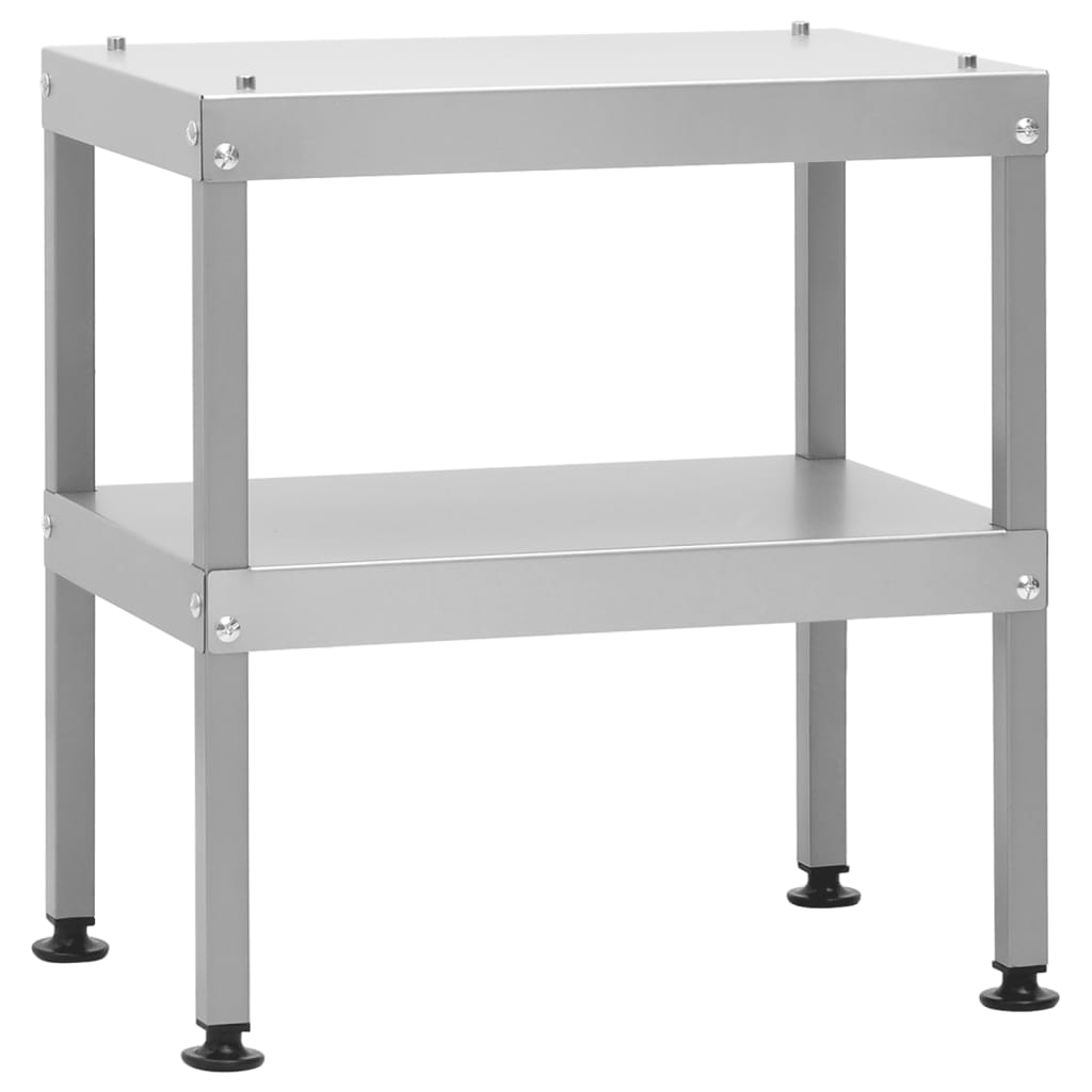 Galvanized steel oven smoker table with two shelves, 15.7x11x17.5 inches.