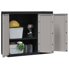 Outdoor Storage Cabinet Gray and Black Polypropylene Medium