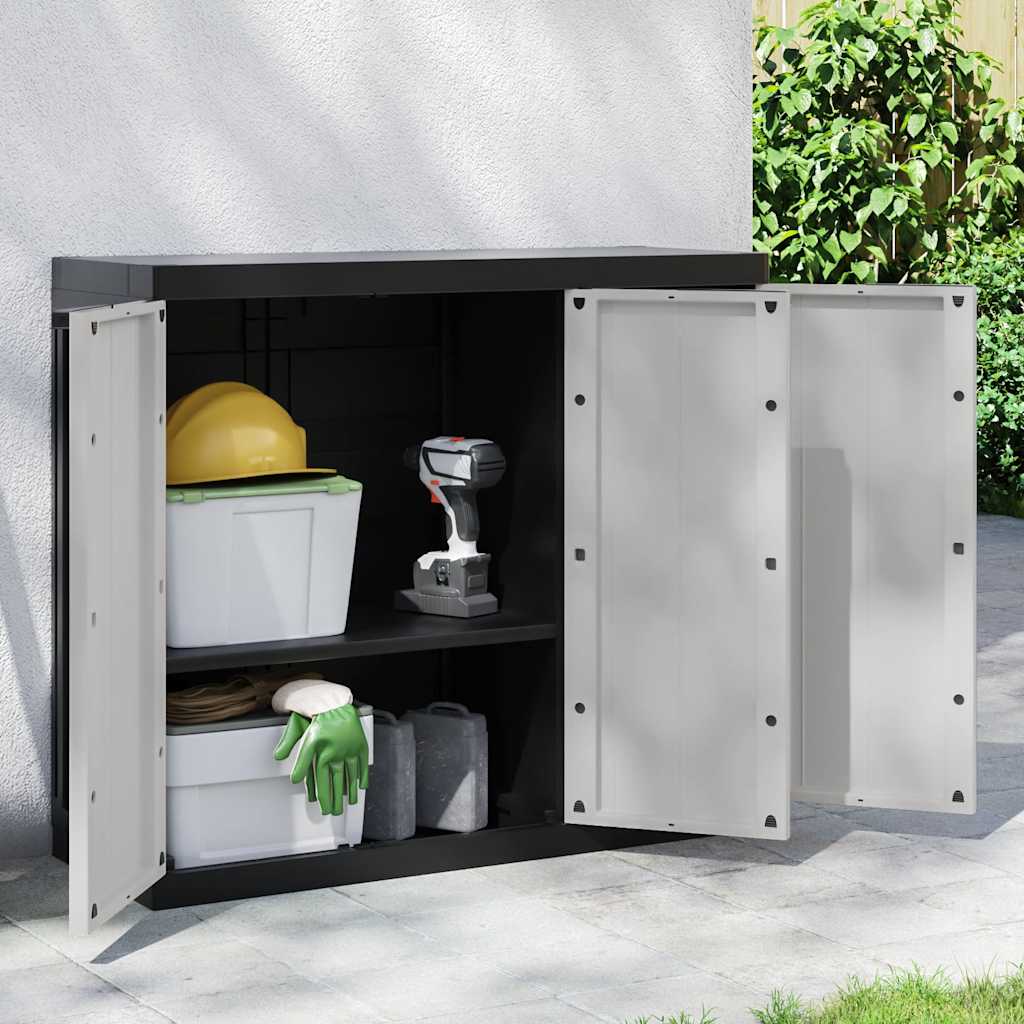 Outdoor Storage Cabinet Gray and Black Polypropylene Medium