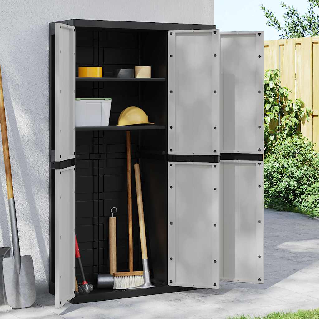 Outdoor Storage Cabinet Gray and Black 100% Polypropylene Large
