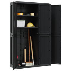 Outdoor Storage Cabinet Black Polypropylene 38 x 14 x 65 in