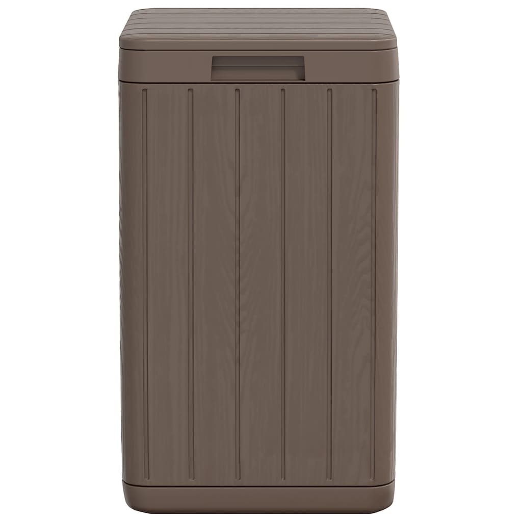 Brown Bostome outdoor garbage bin, 21.1-gallon PP with wood-like slats.