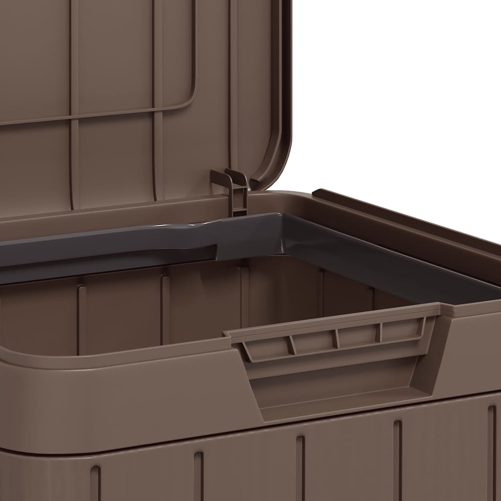 Brown Bostome 21.1-gallon outdoor garbage bin made of polypropylene, with open lid.