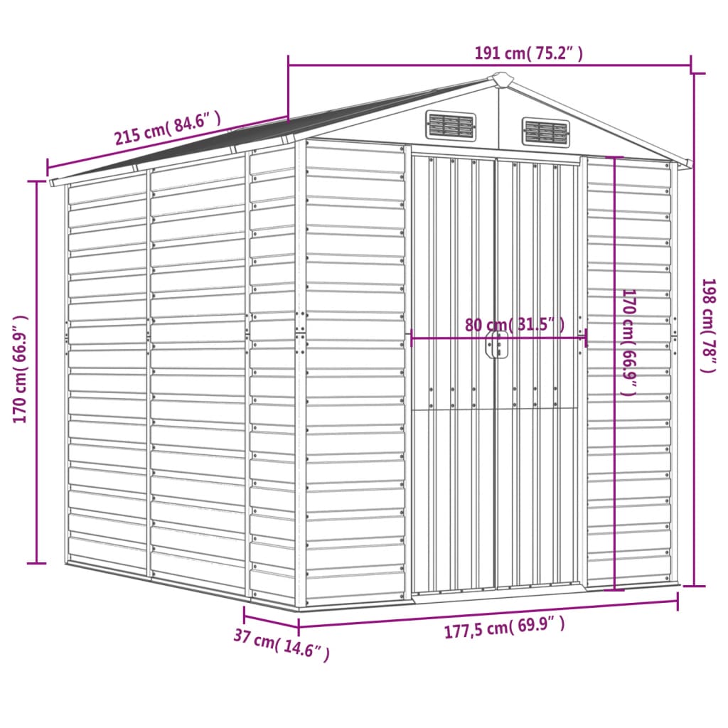 Garden Shed Light Brown 75.2x84.6x78 Galvanized Steel