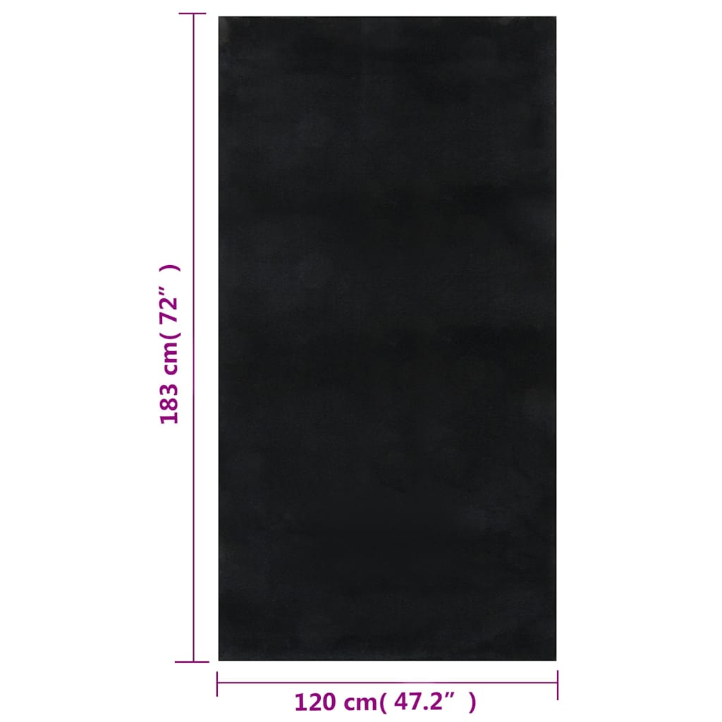 Shaggy Rug Black 4'x6' Polyester