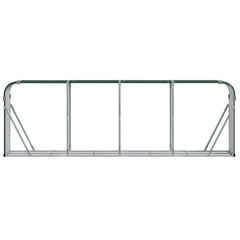 Green galvanized steel log holder, 118.1x17.7x39.4 inches, with open frame design.