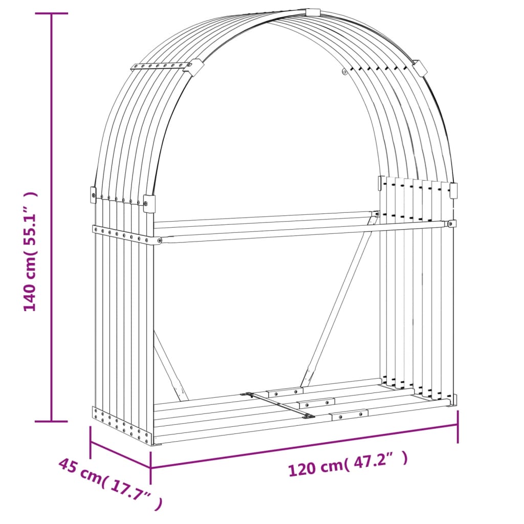 Log Holder Anthracite 47.2x17.7x55.1 Galvanized Steel