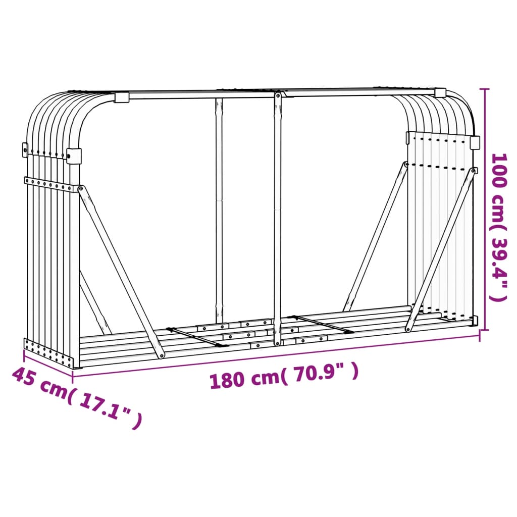 Log Holder Anthracite 70.9x17.7x39.4 Galvanized Steel