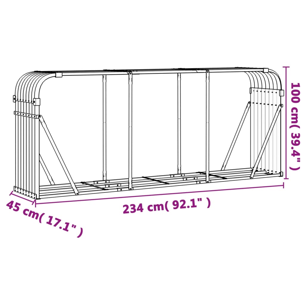 Log Holder Anthracite 92.1x17.7x39.4 Galvanized Steel