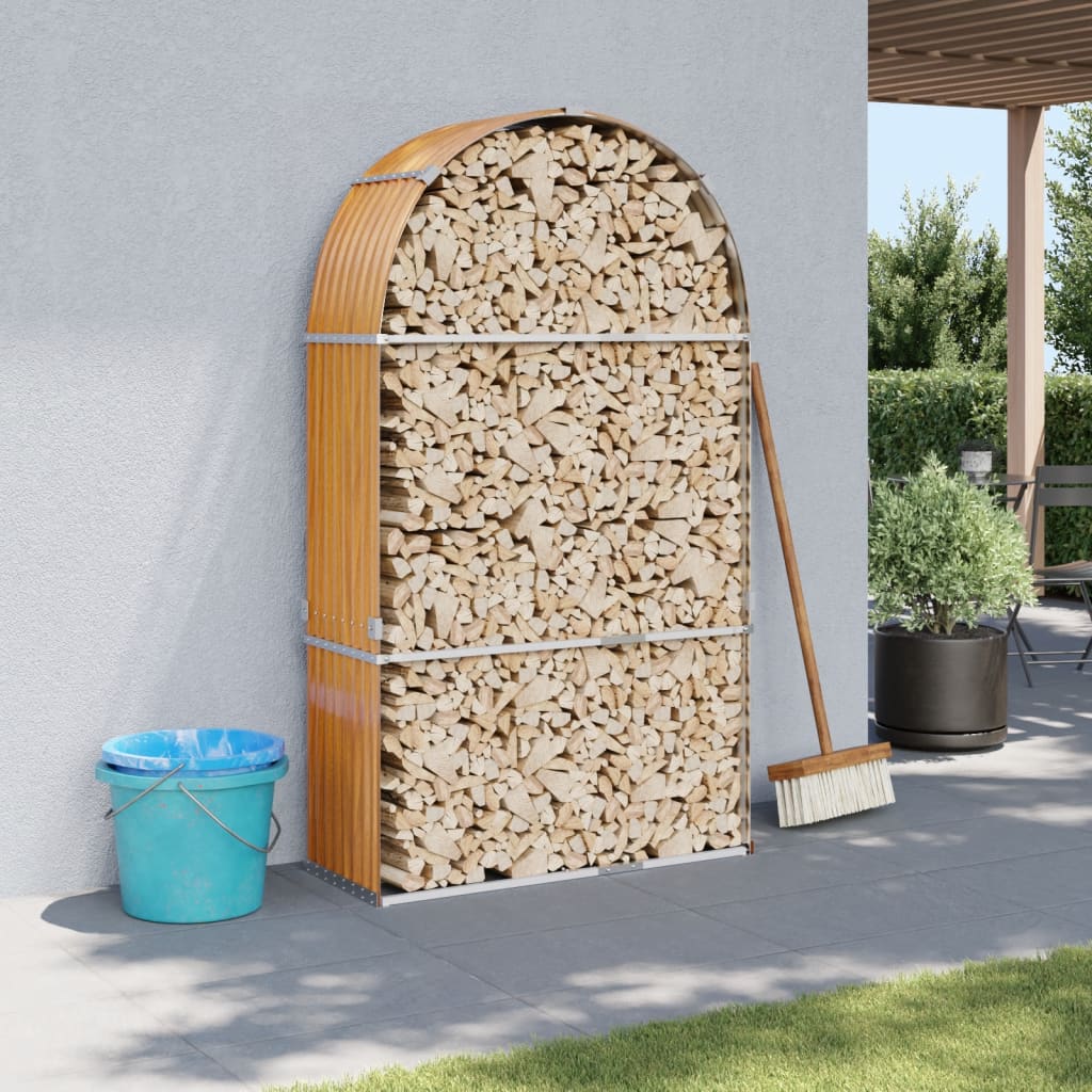 Log Holder Wood Look 47.2x17.7x82.7 Galvanized Steel