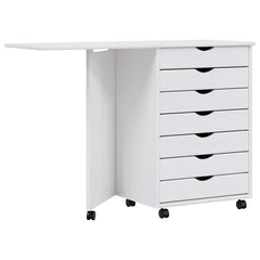 Rolling Cabinet White Solid pine wood, engineered wood, plastic