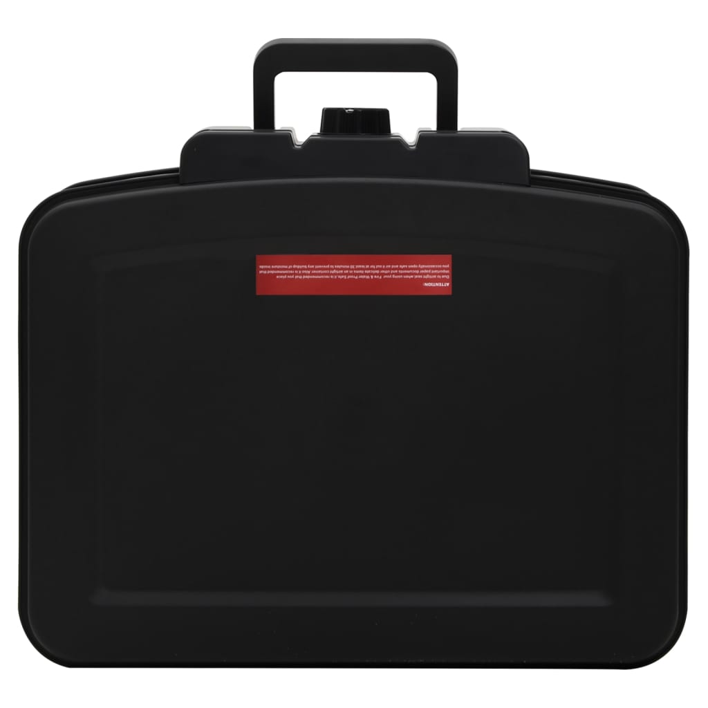 Black Bostome fireproof waterproof safe box with handle, 17.3x14.6x6.5 inches.