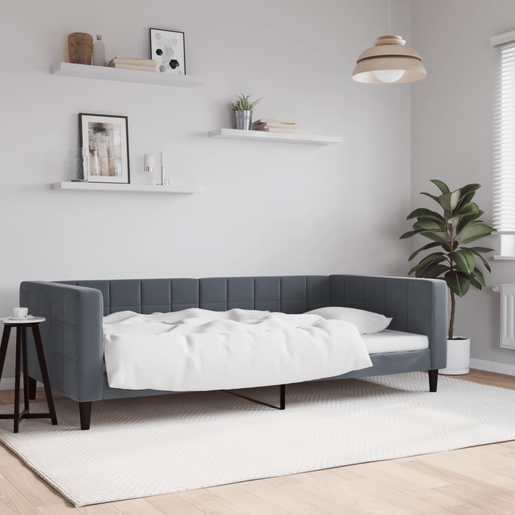 Day Bed without Mattress Dark Gray 39.4x74.8 Velvet