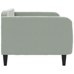 Day Bed Light Grey Velvet, Metal, Plywood, Solid Wood Twin