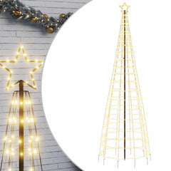 118.1" LED Christmas tree with 570 warm white lights and sturdy metal stand for outdoor use.