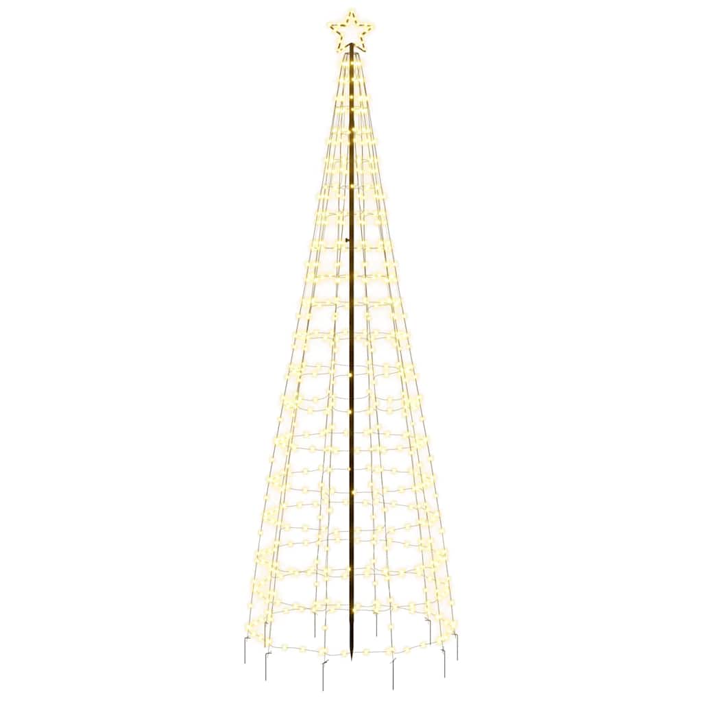 Tall LED Christmas tree with 570 warm white lights and a sturdy metal stand for outdoor use.