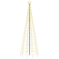 Tall LED Christmas tree with 570 warm white lights and a sturdy metal stand for outdoor use.