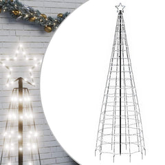 Bostome LED Christmas Tree with 570 cold white LEDs and a sturdy metal stand for outdoor use.