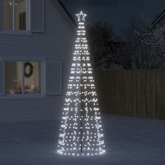 Bostome LED Christmas Tree with 570 cold white LEDs and a sturdy metal stand for outdoor use.