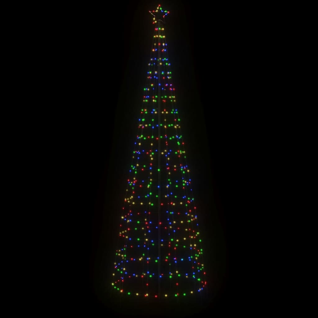 A 118.1-inch outdoor LED Christmas tree light with 570 colorful LEDs and a star top.