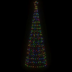 A 118.1-inch outdoor LED Christmas tree light with 570 colorful LEDs and a star top.