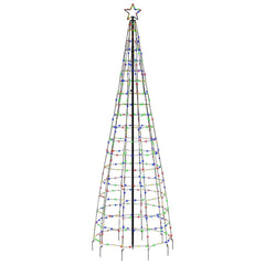 Tall metal frame Christmas tree with 570 colorful LED lights and a star topper for outdoor use
