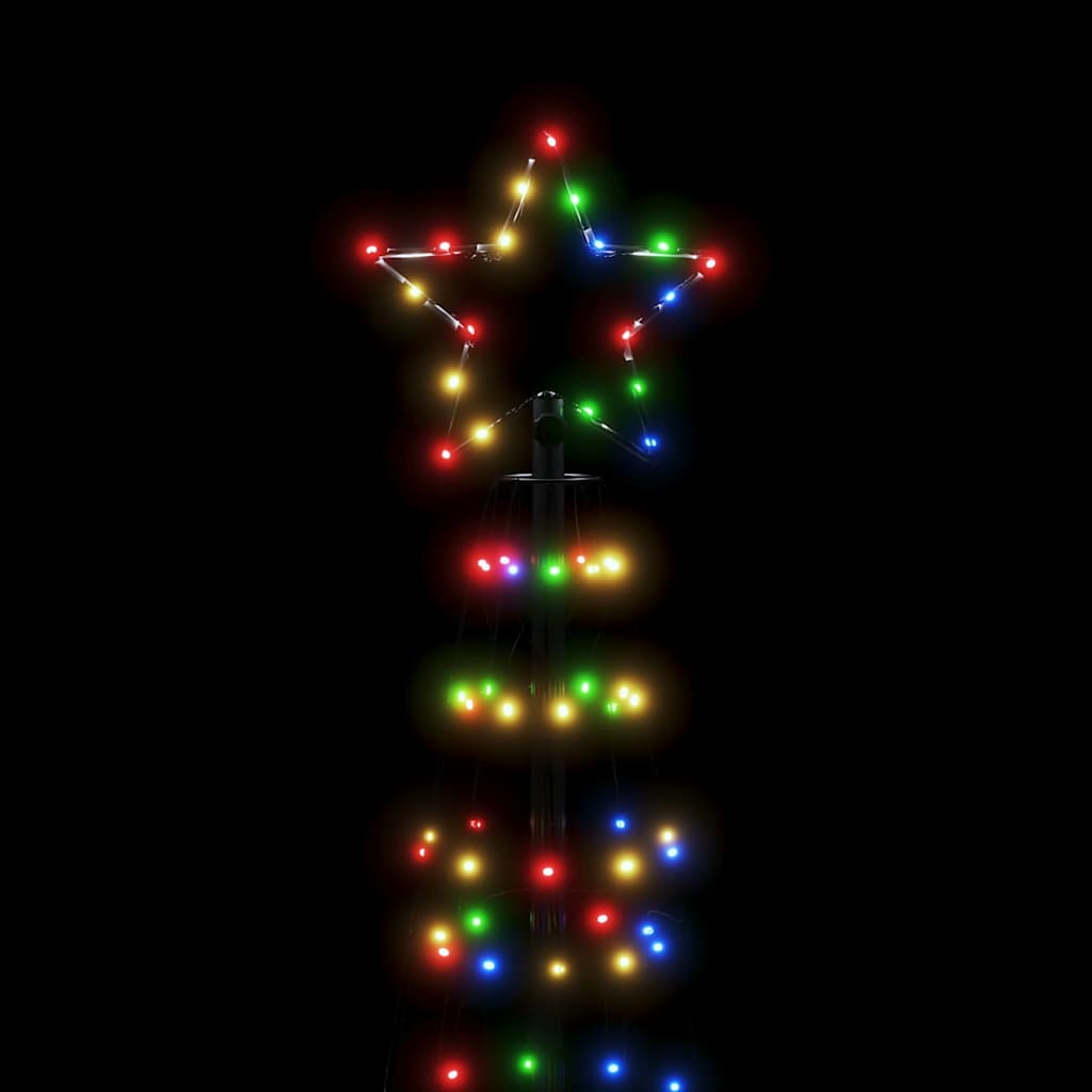 A 118.1-inch outdoor LED Christmas tree light with 570 colorful LEDs on a black background.