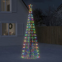 Tall outdoor LED Christmas tree with 570 colorful lights on a metal stand