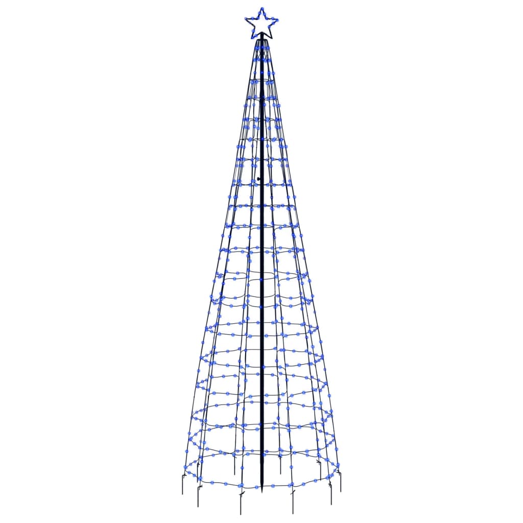 A 118.1-inch tall outdoor LED Christmas tree frame with a star top and 570 blue LEDs.