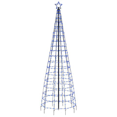 A 118.1-inch tall outdoor LED Christmas tree frame with a star top and 570 blue LEDs.