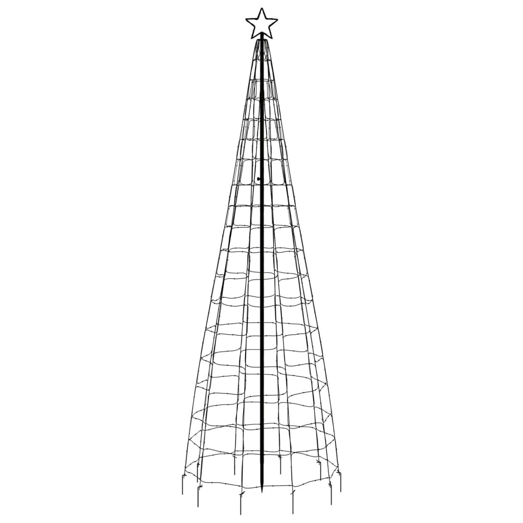 Tall 118.1-inch black metal frame Christmas tree with star top for outdoor blue LED lights.