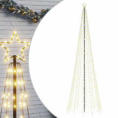 Bostome LED Christmas tree with 1554 warm white lights and sturdy metal stand for outdoor use.