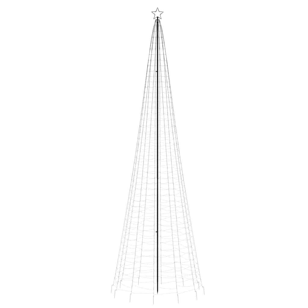 Bostome LED Christmas Tree with 1554 warm white lights and sturdy metal stand for outdoor use.