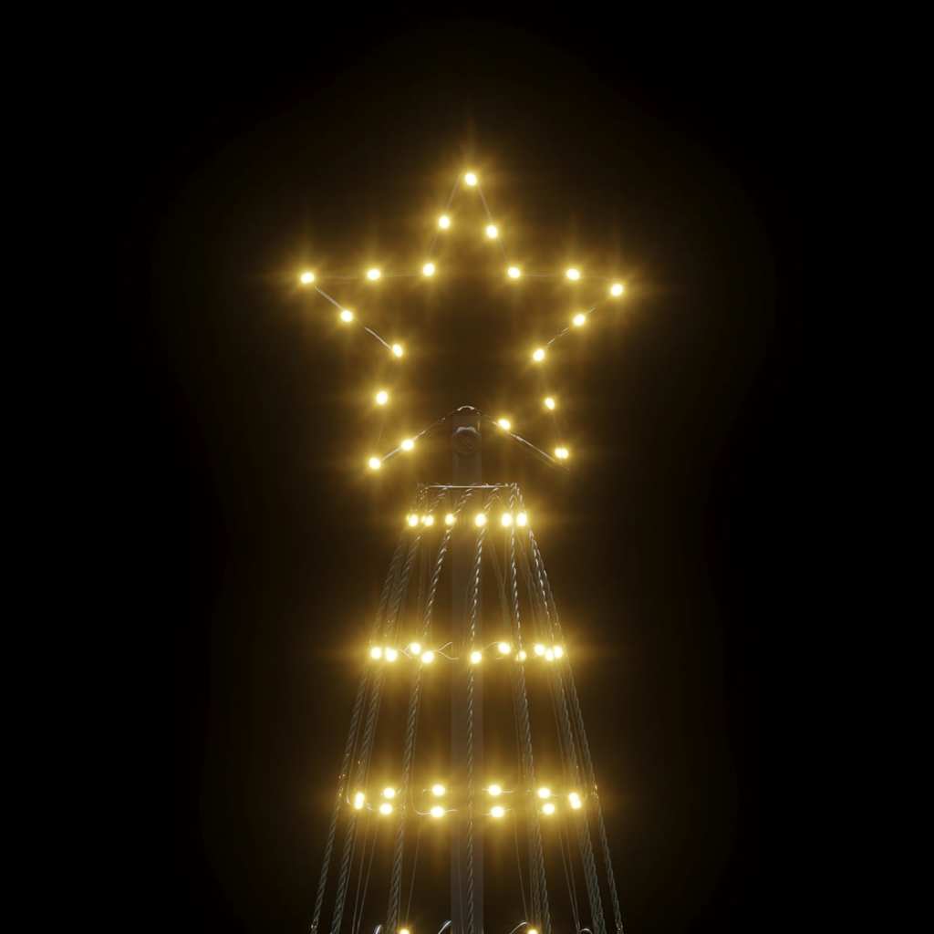 Bostome LED Christmas Tree with 1554 warm white lights and sturdy metal stand for outdoor use.