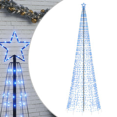 Tall blue LED Christmas tree with 1554 lights and star topper for outdoor decoration
